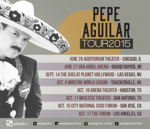 La gira "Pepe Aguilar 2015" cuenta con una increíble producción visual, que incluye pantallas móviles y mas de 30 músicos: banda, mariachi e invitados especiales.