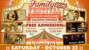 Acompañamos a celebrar el Festival Familiar 2016 de la Iglesia Calvario, un evento gratuito con música y diversión para todos. 