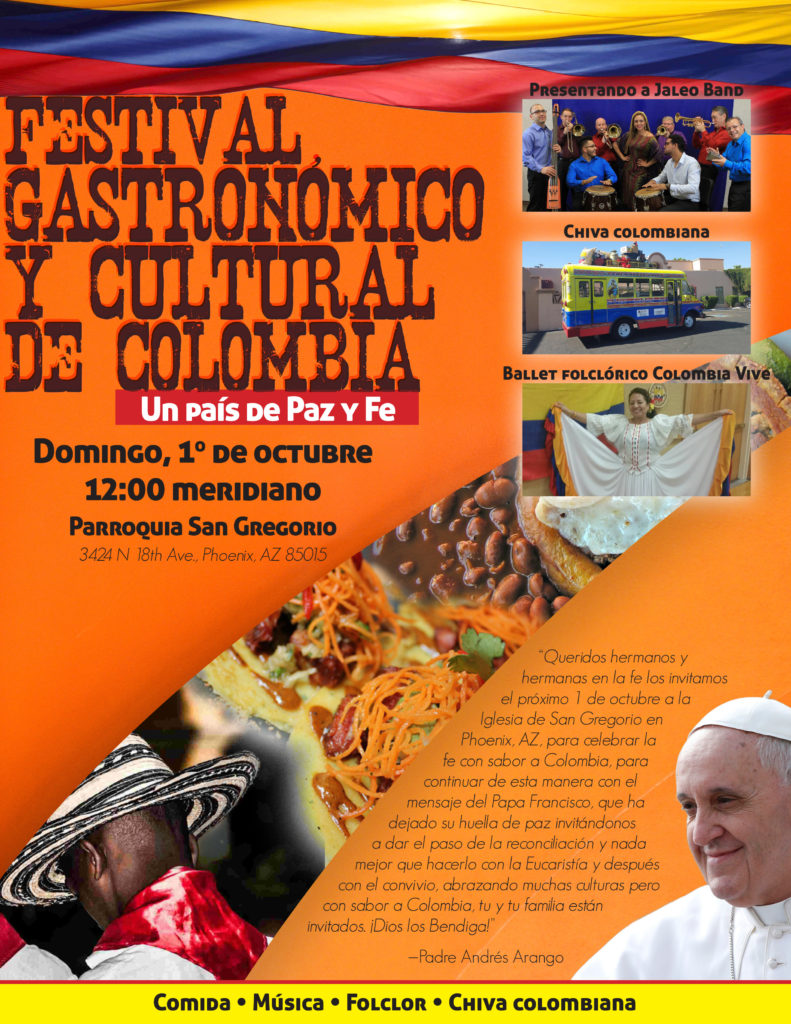 EVENTO LOCAL: La Iglesia San Gregorio invita a la comunidad al “Festival Gastronómico y Cultural de Colombia: Un país de Paz y Fe”