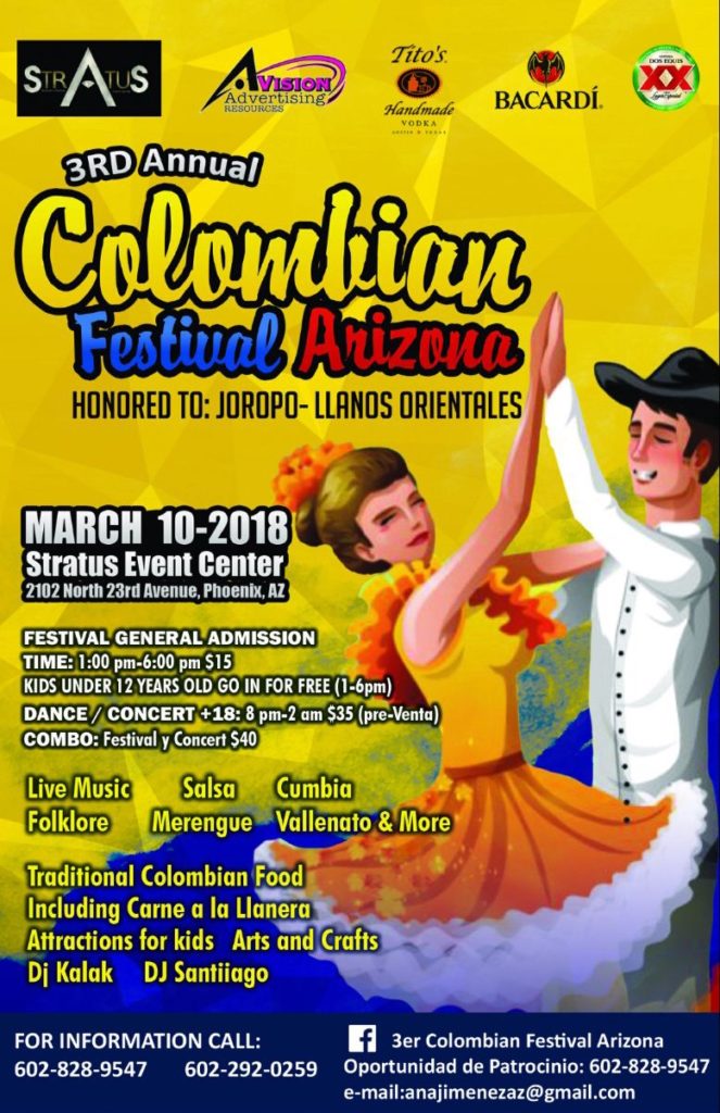 EVENTO LOCAL: 3er Festival Colombiano en Arizona